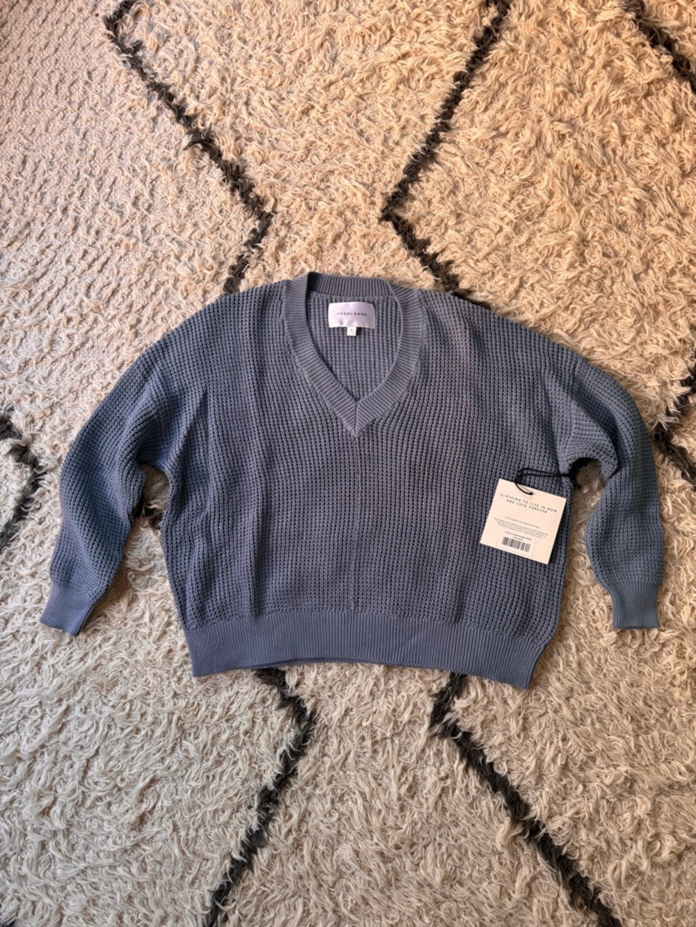 Tradlands Blue V-Neck Cotton Sweater